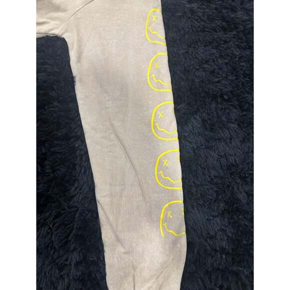 Nirvana Beige Sweatshirt With Yellow Smiley Graphic Print On Front  Size S - Picture 3 of 8